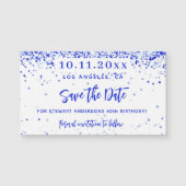 Koninklijke blauwe confetti verjaardag opslaan de  (Voorkant)