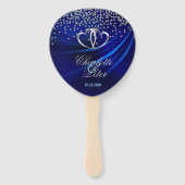 Koninklijke Blauwe Diamanten/Harten Bruiloft Handwaaier (Achterkant)