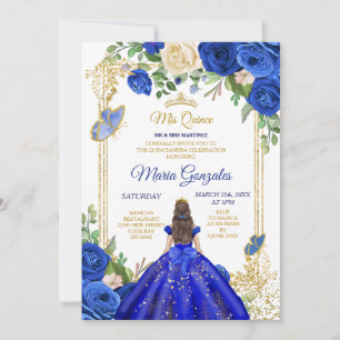 Koninklijke Blauwe Drassen Quinceanera 15e meisje  Kaart