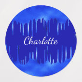 Koninklijke blauwe druppels naam meisje labels (Design 2)