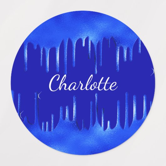 Koninklijke blauwe druppels naam meisje labels (Design 1)