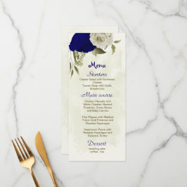 Koninklijke Blauwe en Beige Bloemen Botanische bru Menu