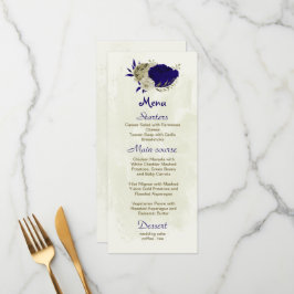 Koninklijke Blauwe en Beige Bloemen Botanische bru Menu