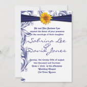 koninklijke blauwe en gele zonnebloemen bruiloft kaart (Achterkant)