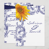 koninklijke blauwe en gele zonnebloemen bruiloft kaart (Voorkant / Achterkant)