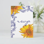  koninklijke blauwe en gele zonnebloemen RSVP (Staand voorkant)