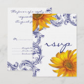  koninklijke blauwe en gele zonnebloemen RSVP (Voorkant / Achterkant)
