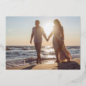 Koninklijke Blauwe en Gouden Fotobruiloft Mr. en M Folie Uitnodiging (Achterkant)