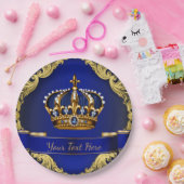 Koninklijke Blauwe en Gouden Kroonprins Koning Papieren Bordje (Feest)