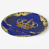 Koninklijke Blauwe en Gouden Kroonprins Koning Papieren Bordje (Gekanteld)