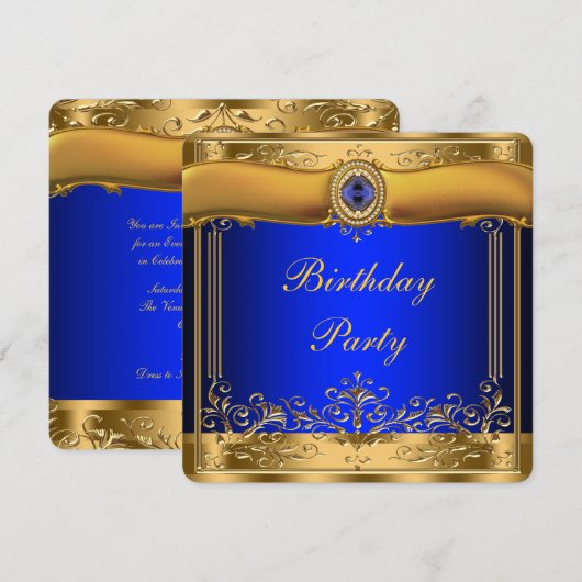 Koninklijke Blauwe en Gouden Partij Kaart (Voorkant / Achterkant)