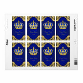 Koninklijke Blauwe en Gouden Prins Crown Wijnfles Etiket (Full Sheet)