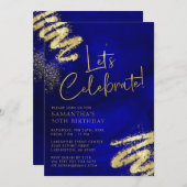 Koninklijke Blauwe en Gouden Uitnodiging van de Ve (Voorkant / Achterkant)