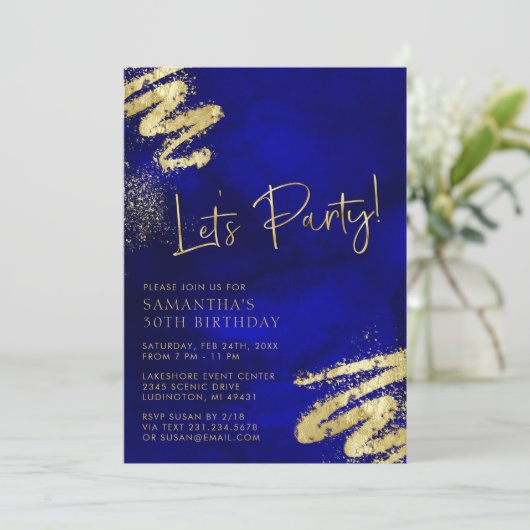 Koninklijke Blauwe en Gouden Uitnodiging van de Ve (Staand voorkant)