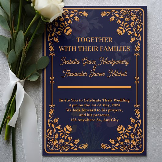 Koninklijke Blauwe en Gouden Uitnodigingen van het