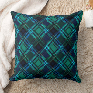Koninklijke blauwe en groene tartan kussen