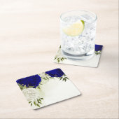 Koninklijke Blauwe en Witte Bloemen Groen Bruiloft Kartonnen Onderzetters (Insitu)
