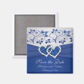 Koninklijke Blauwe en Zilveren Bruiloft Favor Magn Magneet (Voorkant / Achterkant)