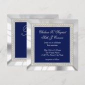 Koninklijke Blauwe en Zilveren bruiloft Kaart (Voorkant / Achterkant)