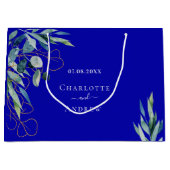 Koninklijke blauwe eucalyptus groen bruiloft groot cadeauzakje (Voorkant)