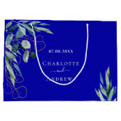 Koninklijke blauwe eucalyptus groen bruiloft groot cadeauzakje (Achterkant)