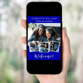 Koninklijke blauwe fotocollage verjaardagsfeestje  poster