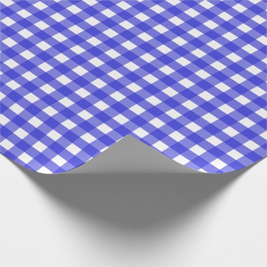 Koninklijke blauwe gingham cadeaupapier (Hoek)