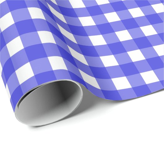 Koninklijke blauwe gingham cadeaupapier (Rol Hoek)