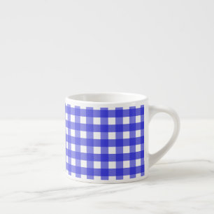 Koninklijke blauwe gingham espresso kop