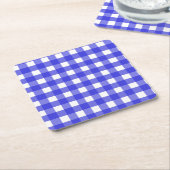 Koninklijke blauwe gingham kartonnen onderzetters (Schuin)