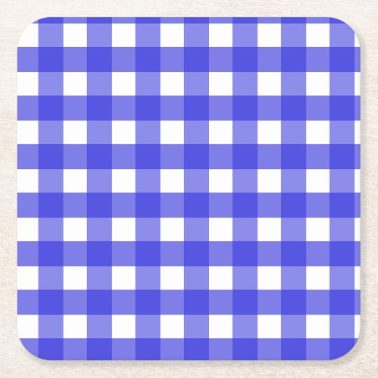 Koninklijke blauwe gingham kartonnen onderzetters (Voorkant)