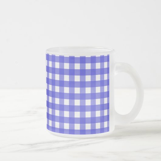 Koninklijke blauwe gingham matglas koffiemok (Rechts)