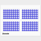 Koninklijke blauwe gingham rechthoekige sticker (Vel)