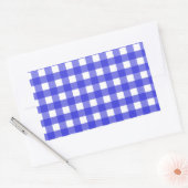 Koninklijke blauwe gingham rechthoekige sticker (Envelop)