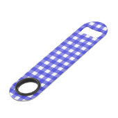 Koninklijke blauwe gingham speed flessenopener (Voorkant Gekanteld)