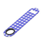 Koninklijke blauwe gingham speed flessenopener (Achterkant Gekanteld)