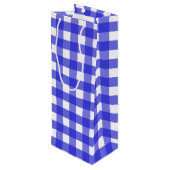 Koninklijke blauwe gingham wijn cadeautas (Achterkant Gekanteld)