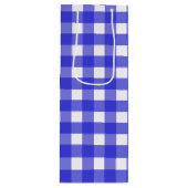Koninklijke blauwe gingham wijn cadeautas (Voorkant)