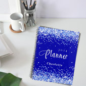 Koninklijke blauwe glitter-naam benoeming 2023 planner