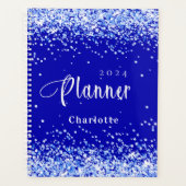 Koninklijke blauwe glitter-naam benoeming 2023 planner (Voorkant)