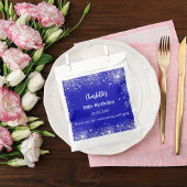 Koninklijke blauwe glitter naam dank u verjaardag bedankzakje