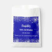 Koninklijke blauwe glitter naam dank u verjaardag bedankzakje (Voorkant)