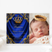 Koninklijke Blauwe Gouden Kroon Kleine Prins Doop Kaart