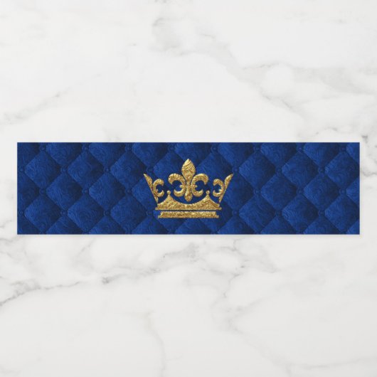 Koninklijke Blauwe & Gouden Kroon Verjaardagsfeest Waterfles Etiket (Enkel label)