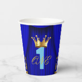 Koninklijke Blauwe & Gouden Prins 1e 1 Verjaardags Papieren Bekers (Achterkant)