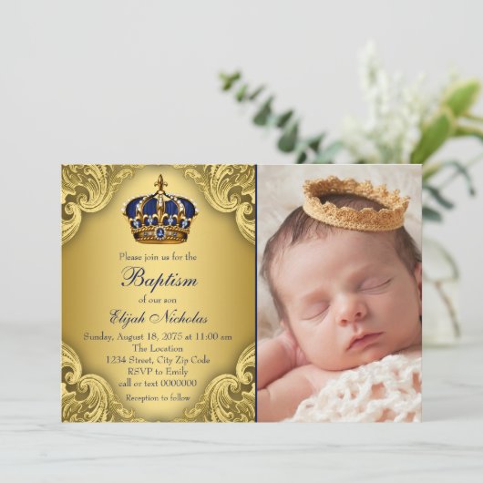 Koninklijke Blauwe Gouden Prins Kroondoop Kaart (Staand voorkant)