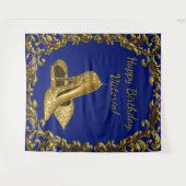 Koninklijke blauwe gouden verjaardagsfeest XL acht Wandkleed (Voorkant (horizontaal))