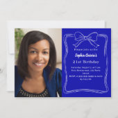 Koninklijke blauwe handgetekende boogfoto verjaard kaart (Voorkant)