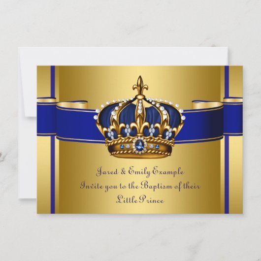 Koninklijke Blauwe Kroon en Gouden Prins Doop Kaart (Voorkant)