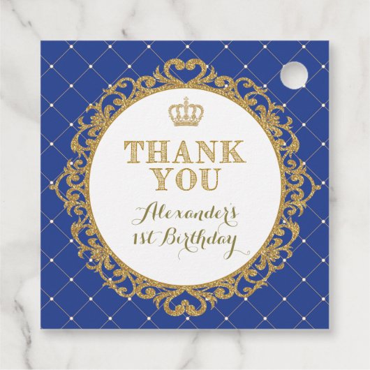 Koninklijke Blauwe Kroonprins Dank je jongens Birt Bedankjes Labels (Achterkant)